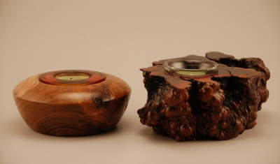 Redbud & Unknown Root Candle Holders - Side View